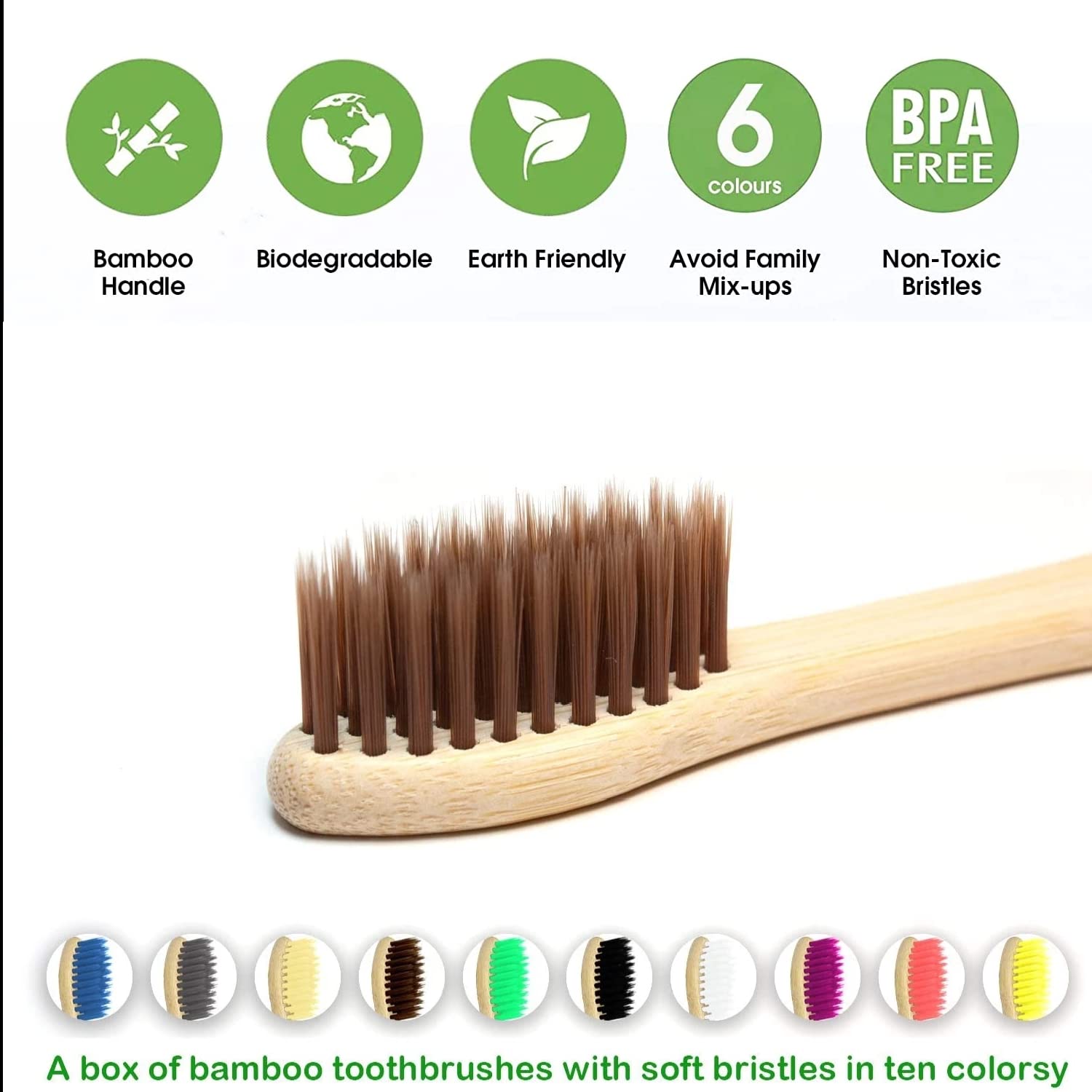 10 Pack Natural Bamboo Toothbr - đánh giá và giá Bamboo Toothbrush