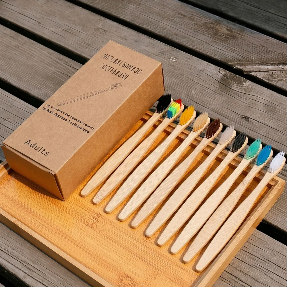 10PCS Colorful Toothbrush Natu - đánh giá và giá Bamboo Toothbrush