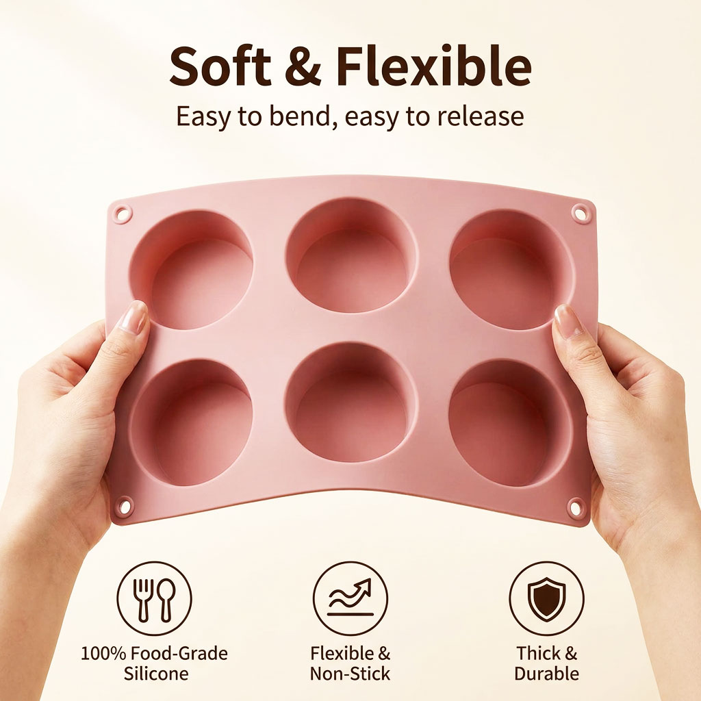 6 Cavity Silicone Round Cake M - đánh giá và giá Eco Soap
