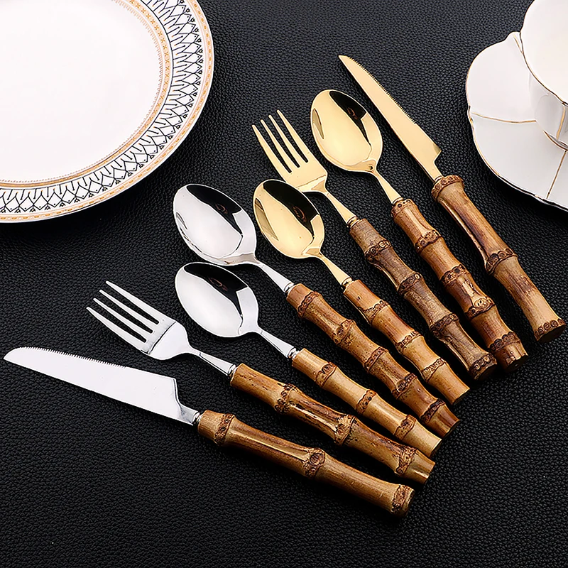 24Pcs Stainless Steel Flatware - đánh giá và giá Bamboo Cutlery