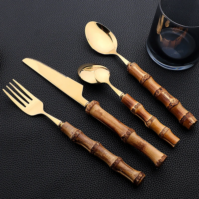 24Pcs Stainless Steel Flatware - đánh giá và giá Bamboo Cutlery